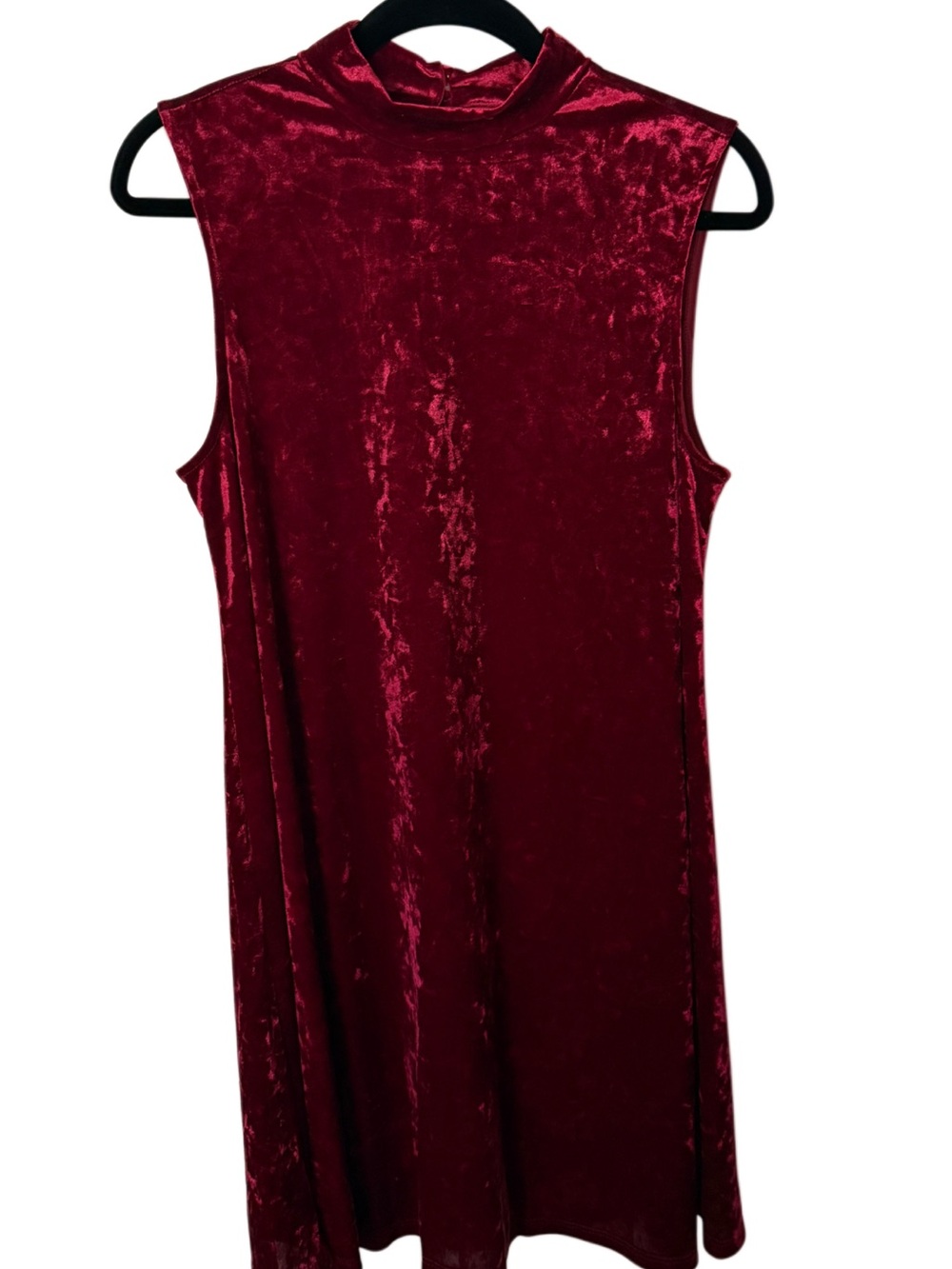 ModCloth Red crushed Velvet High Neck Mock Neck Mini Dress L Whimsigoth Romantic